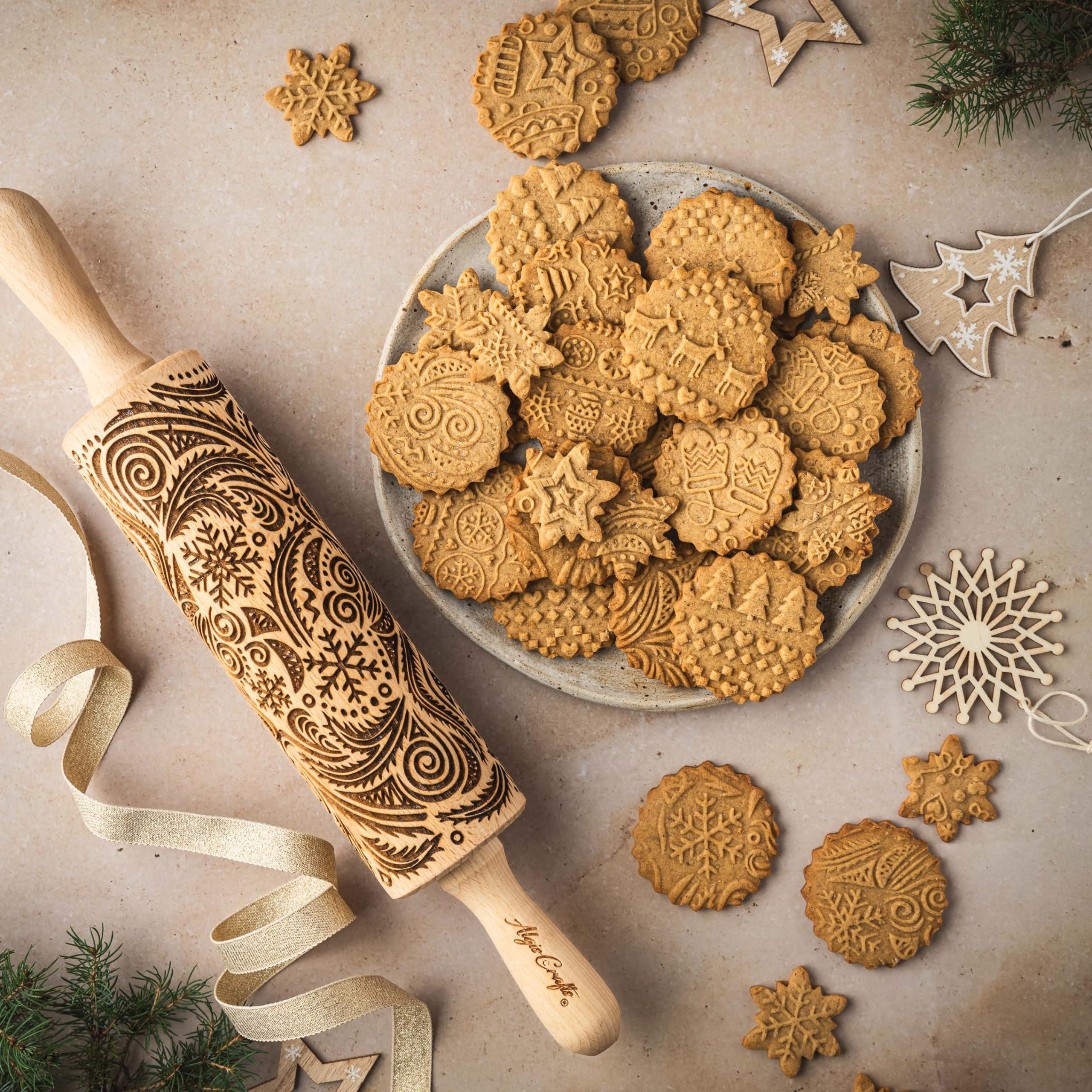 Algis Crafts Embossing Rolling Pin FROST for Christmas Cookies, Gingerbread, Shortbread by Algis Crafts