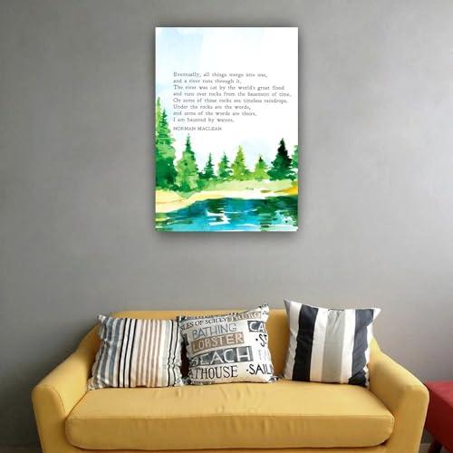 Ghfarez Ghfarez A River Runs Through It Fishing Quote Wall Art Poem Poster Kitchen Decoration Hanging Canvas Artwork Dining Room Pictures Wall Decorative (8.00\'\'x12.00\'\',Unframed)