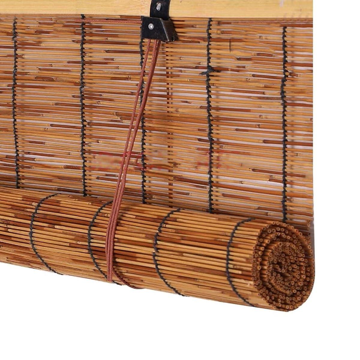 MObyat Bamboo Blinds for Outdoor Retro Bamboo Roller Shades Bamboo Roman Window Blind Sun Shade Blackout Roll Up Blinds for Window/Patio/Porch/Privacy Light Filtering Shades Cordless (Size : 64" L X 77" W