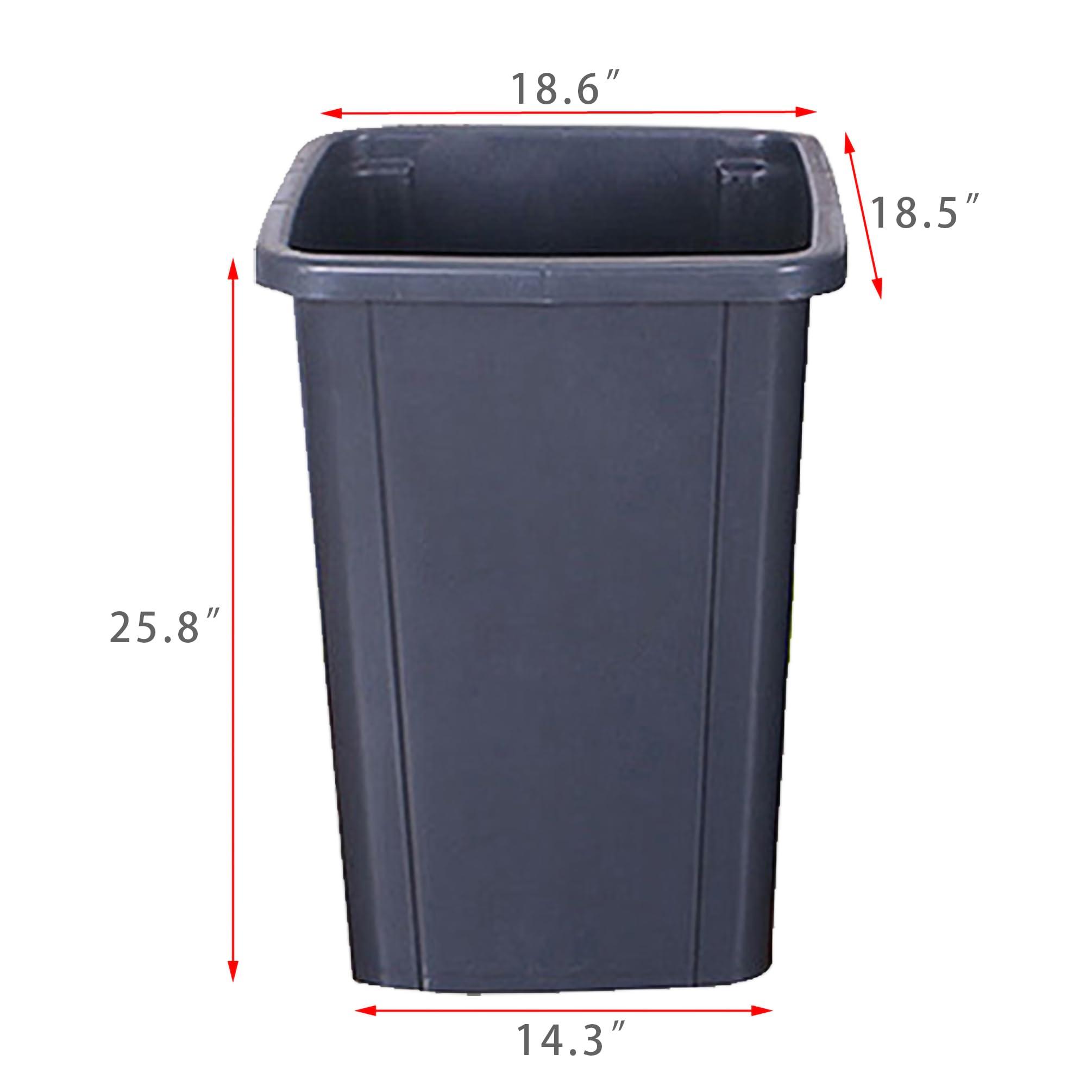 FixtureDisplays FixtureDisplays 26 Gallon Square Grey Trash Can Garbage Waste Bin Container Heavy Duty Receptacle 19.3x19.3x26 SKU 15052-NF