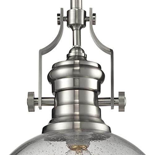 Elk Home Elk Home Chadwick 1-Light Pendant - in Satin Nickel Finish, with Clear Seeded Glass, Transitional Style