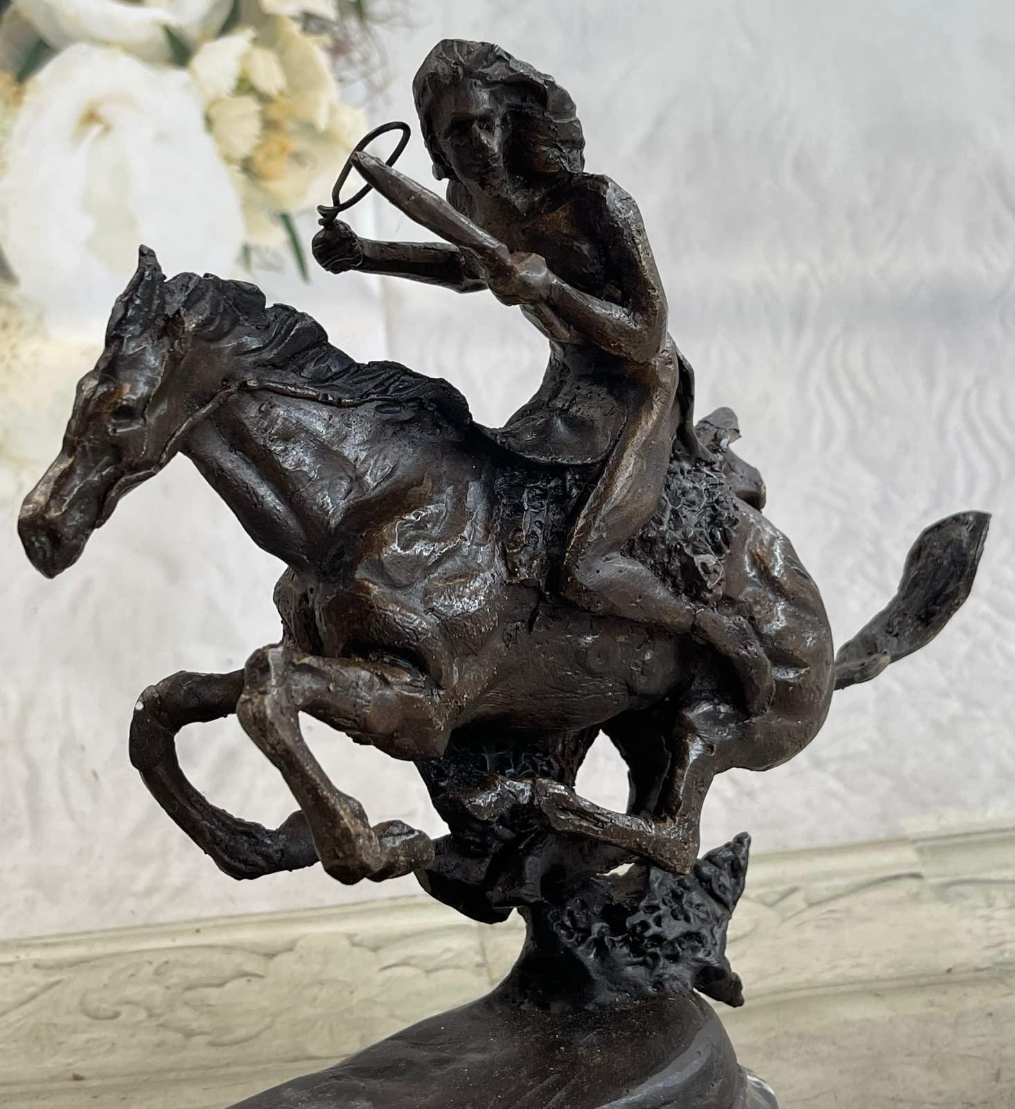 EUROPEAN BRONZE Cheyenne 10" Length Solid Bronze Statue Sculpture by Frederic Remington Medium by Think Bronze Classy