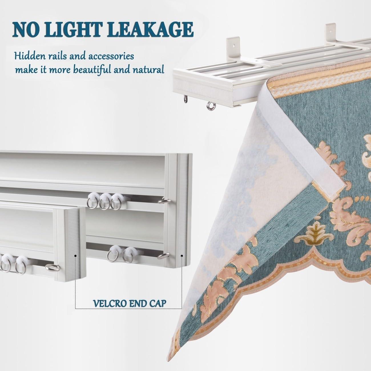 LTSRLL Double Curtain Rail Track With Valance Ceiling Or Wall Mount Curtain Tracks System For Straight Windows - 39" To 236" Sliding Drop Ceiling Curtain Pole Set Strong Load Bearing No Light Leakage(Color:S