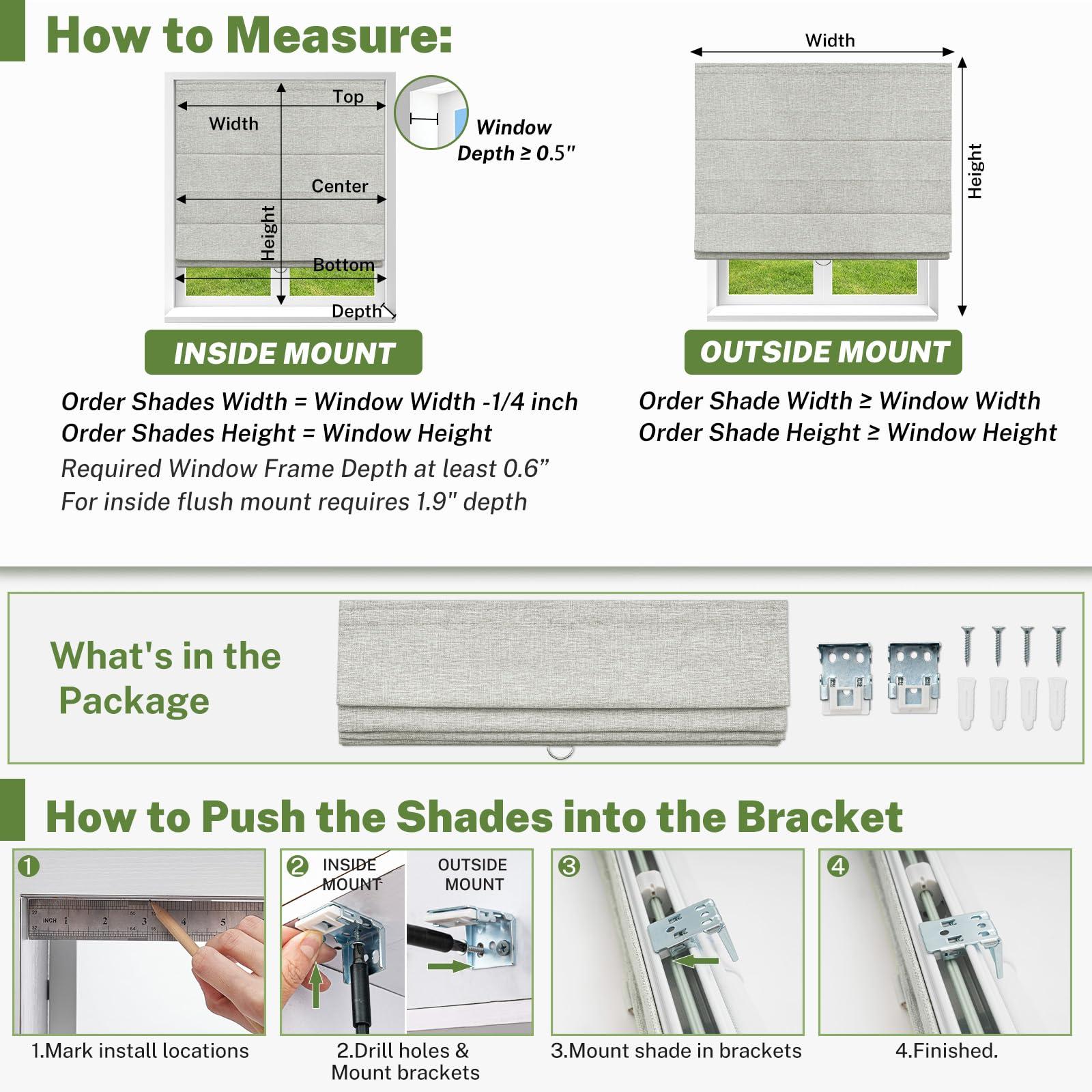 MiLin MiLin Cordless Roman Shades for Windows - Blackout Roman Shades, Waterproof Fabric Blinds Privacy Window Treatments Thermal Insulated for Home (Blackout - Beige, 59" W x 60" H)