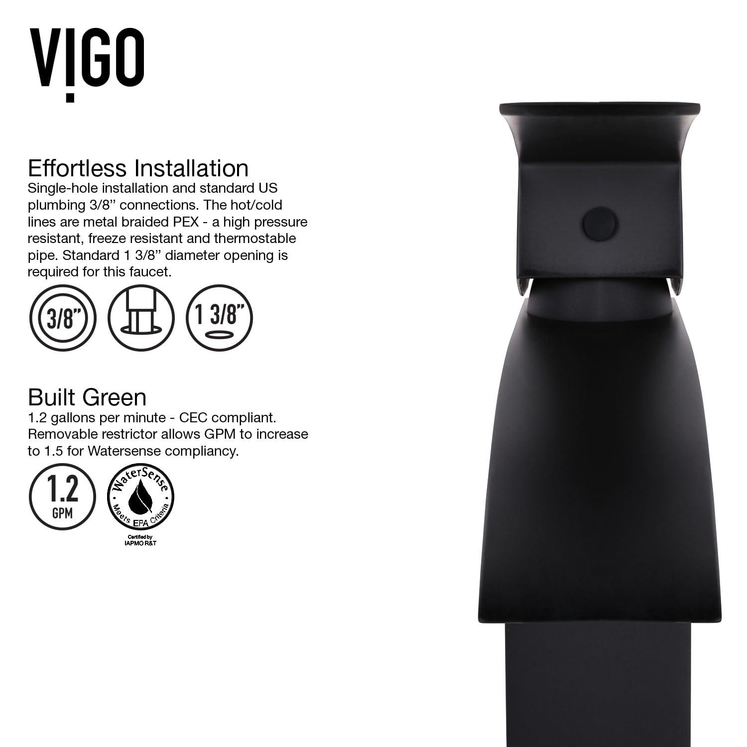 VIGO VIGO Duris 12\'\' H Single Handle Single-Hole Bathroom Vessel Faucet in Matte Black-VG03007MB