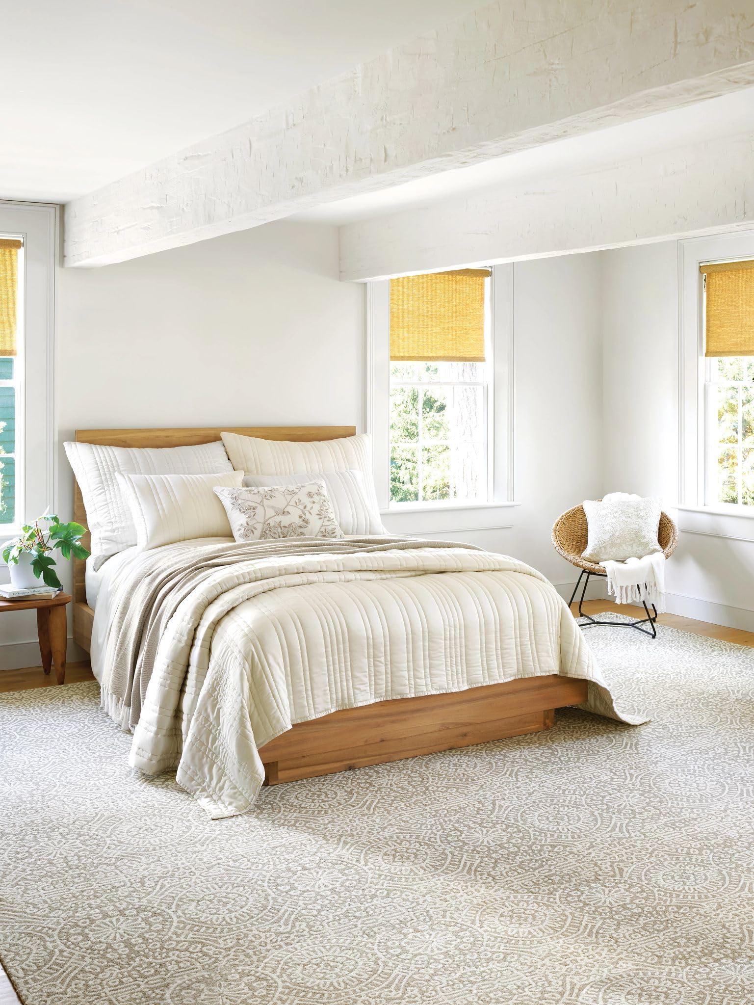 Pine Cone Hill Pine Cone Hill Ridge Cordless Roller Wicker Shade, 36" W x 72" L, Neutral Solid Pattern