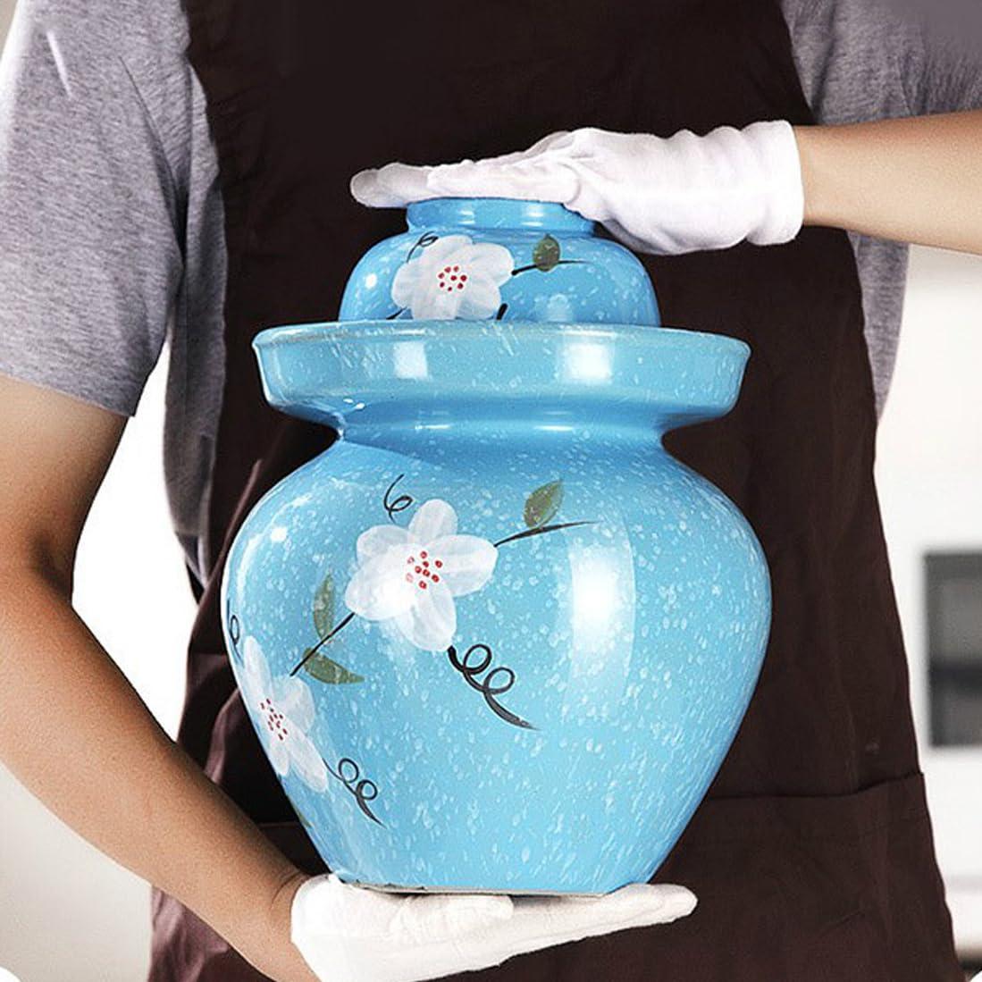 JAJKAFCL JAJKAFCL Large Traditional Chinese Porcelain Pickle Jar, Natural Ceramic Fermentation Crock Pickling Pot,Fermenting Jar with Water Seal Airlock Lid Stoneware Fermenter for Ki 8L (Size : 5L)