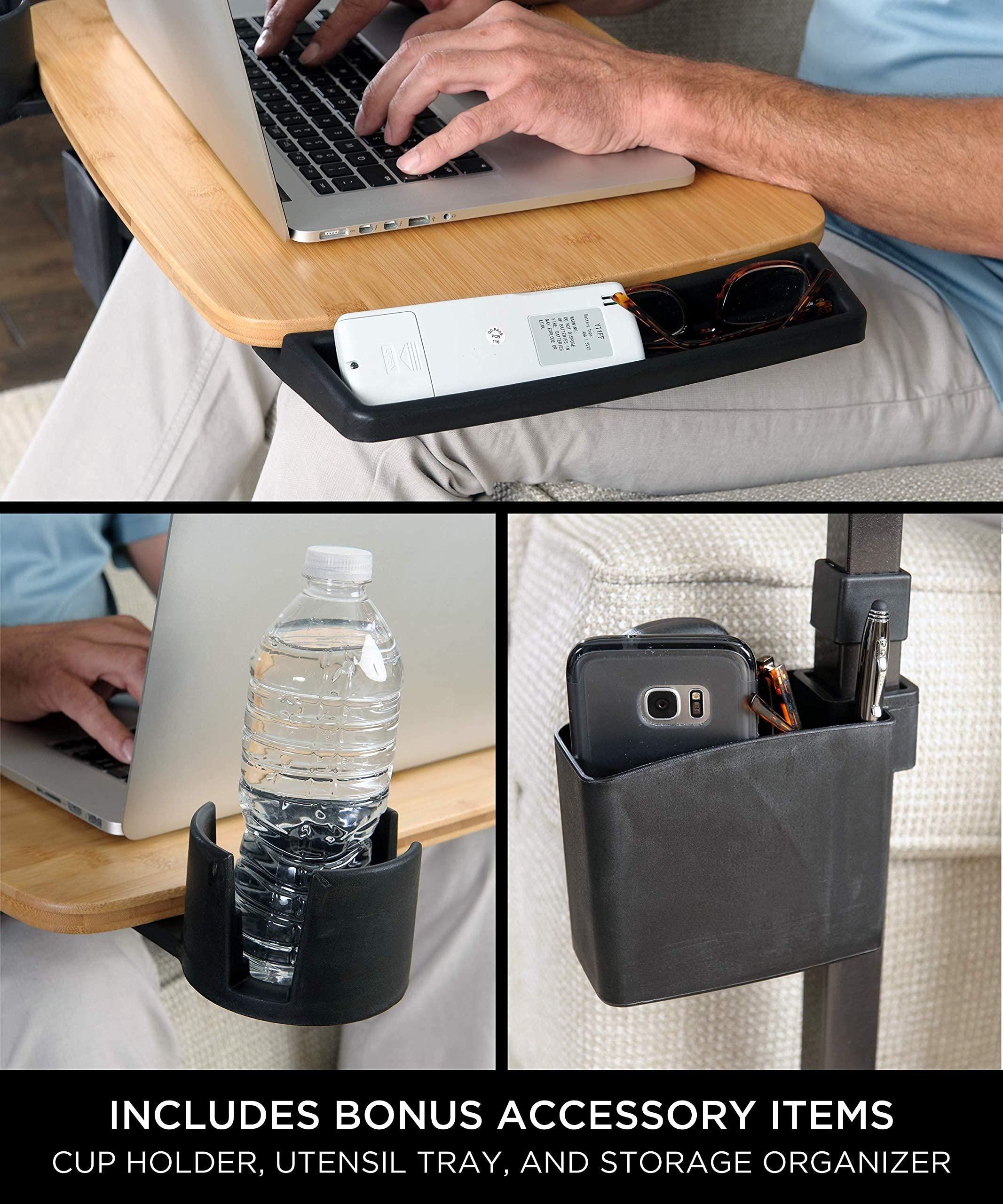 Signature Life Signature Life Independence Tray Table, Bamboo Swivel TV Tray, Adjustable Laptop Table with Ergonomic Stand Assist Safety Handle, Independent Living Aid