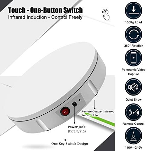 FONOBO FONOBO Motorized Rotating Display Stand 360 Electric Turntable with 5 PVC Backgrounds, 330Lb Load for Display Heavy Duty Product,Black