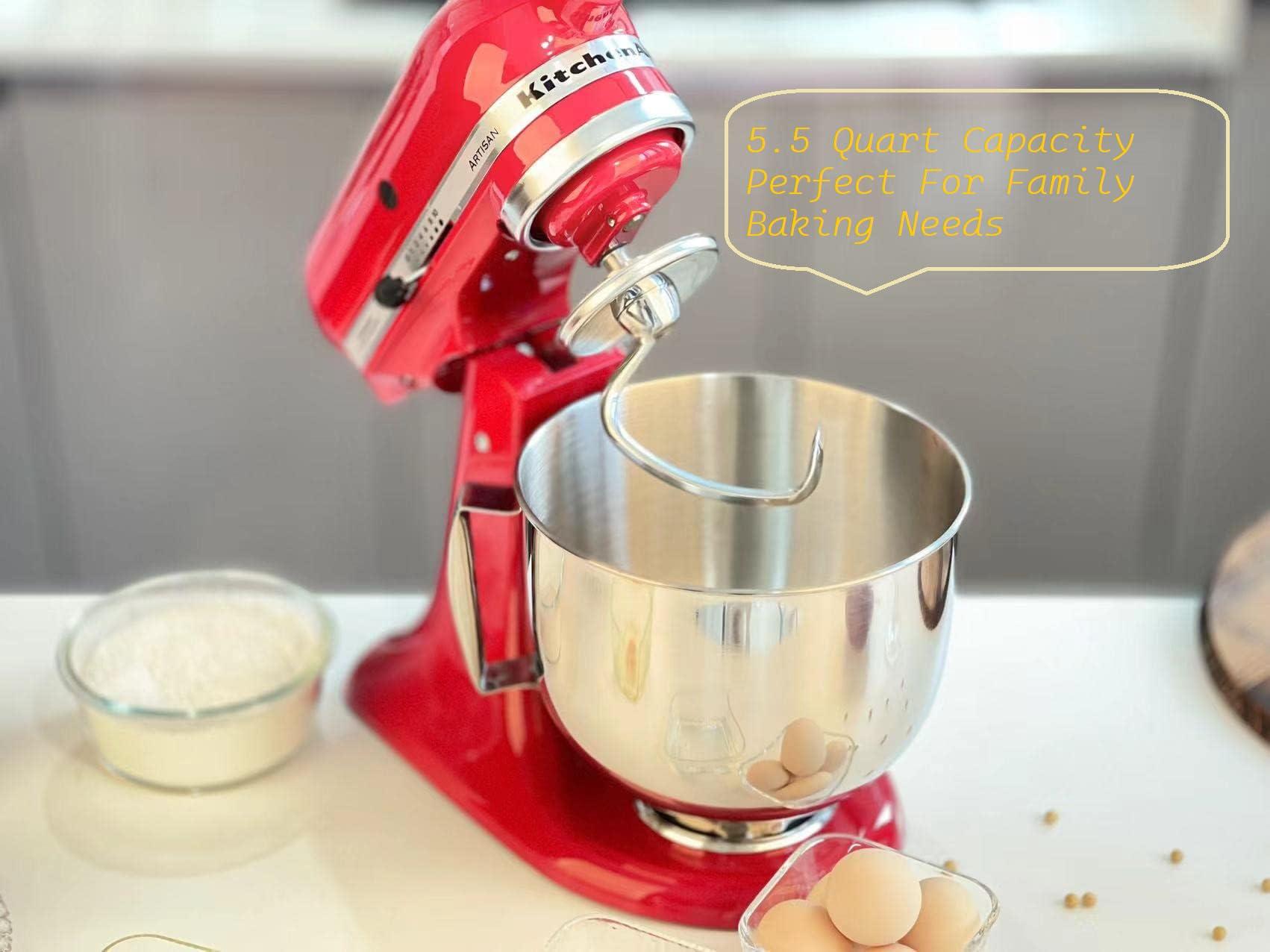 Chef\'sCorner 5.5 Quart Stainless Steel Mixer Bowl for KitchenAid Stand Mixers, Compatible with 4.5 & 5 QT KitchenAid Tilt-Head Mixers, KitchenAid Mixer Accessories, KitchenAid Replacement Bowl (5.5 QT)