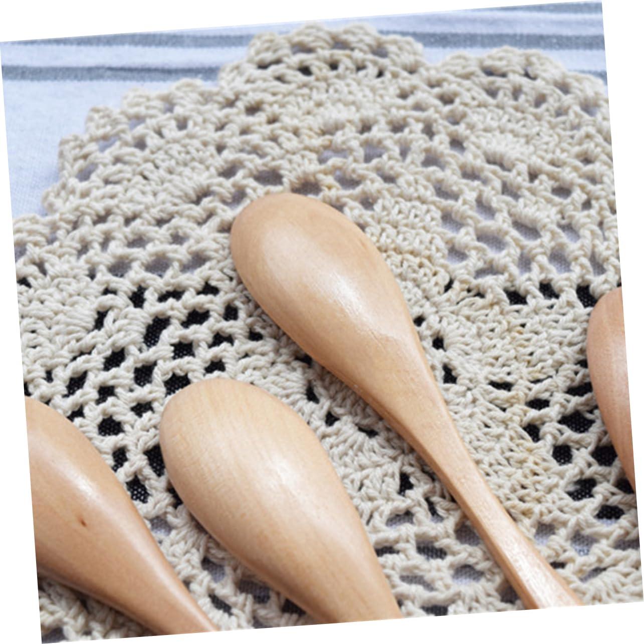 VILLCASE VILLCASE 6PCS Kids Wooden Spoons Mini Oval Spoon Set Reusable and Smooth Texture for Jam Condiments Soup Kids Ware