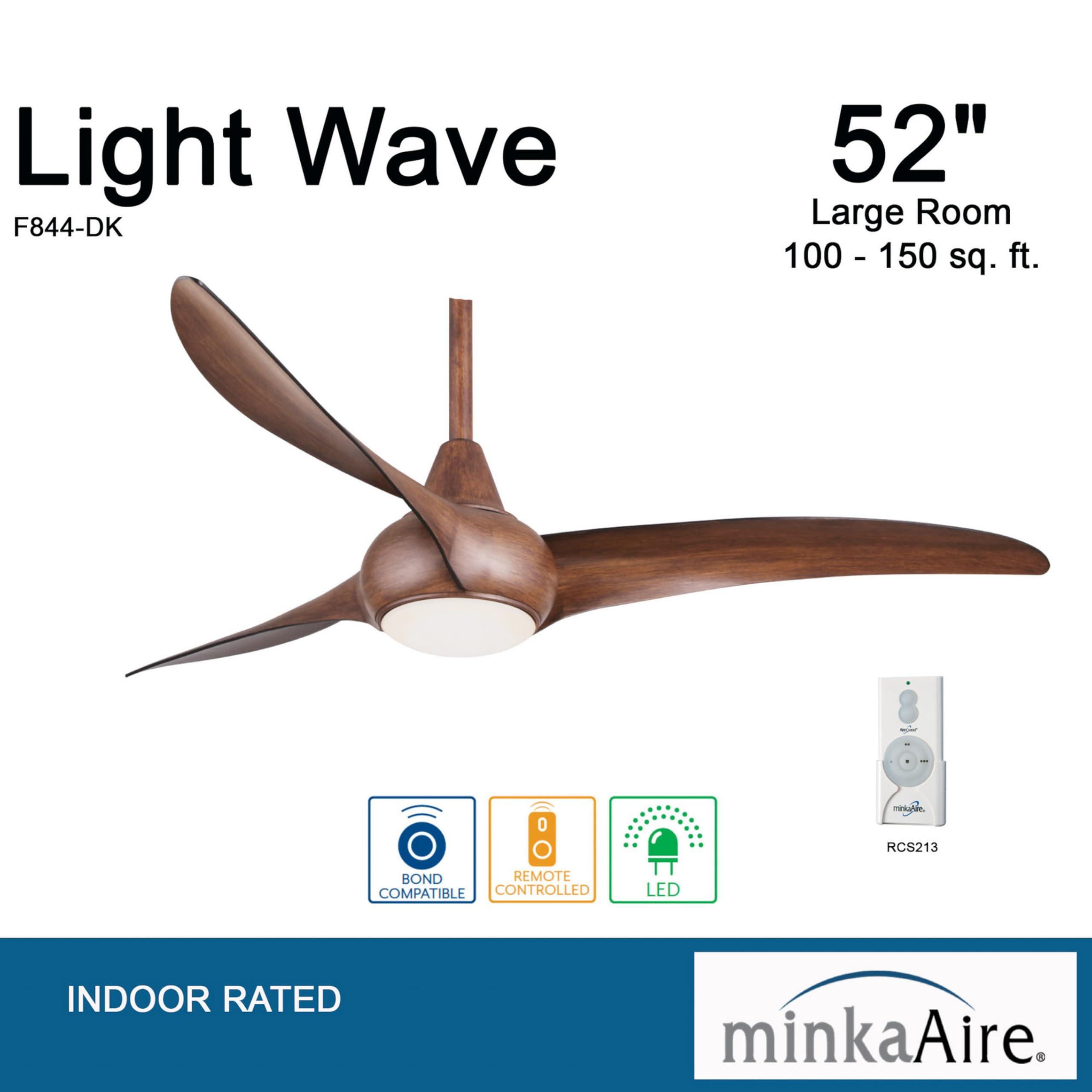 MINKA-AIRE MINKA-AIRE F844-DK Light Wave 52 Inch Ceiling Fan with LED Light Kit, Brown Distressed Koa Finish