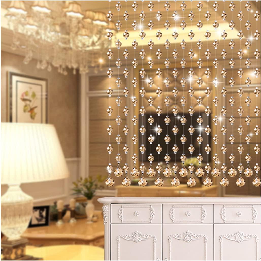 ZHOUXIAO Crystals Beaded Door Curtains for Doorways Girls Room 25 Strands Beads String Curtain Glass Crystal Beads Closet Room Divider curtains Home bedroom Living Room Hanging Decoration (Pink,100x150cm)