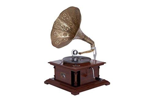 Deco 79 Deco 79 Wood Functional Gramophone with Record, 18" x 16" x 28", Brown