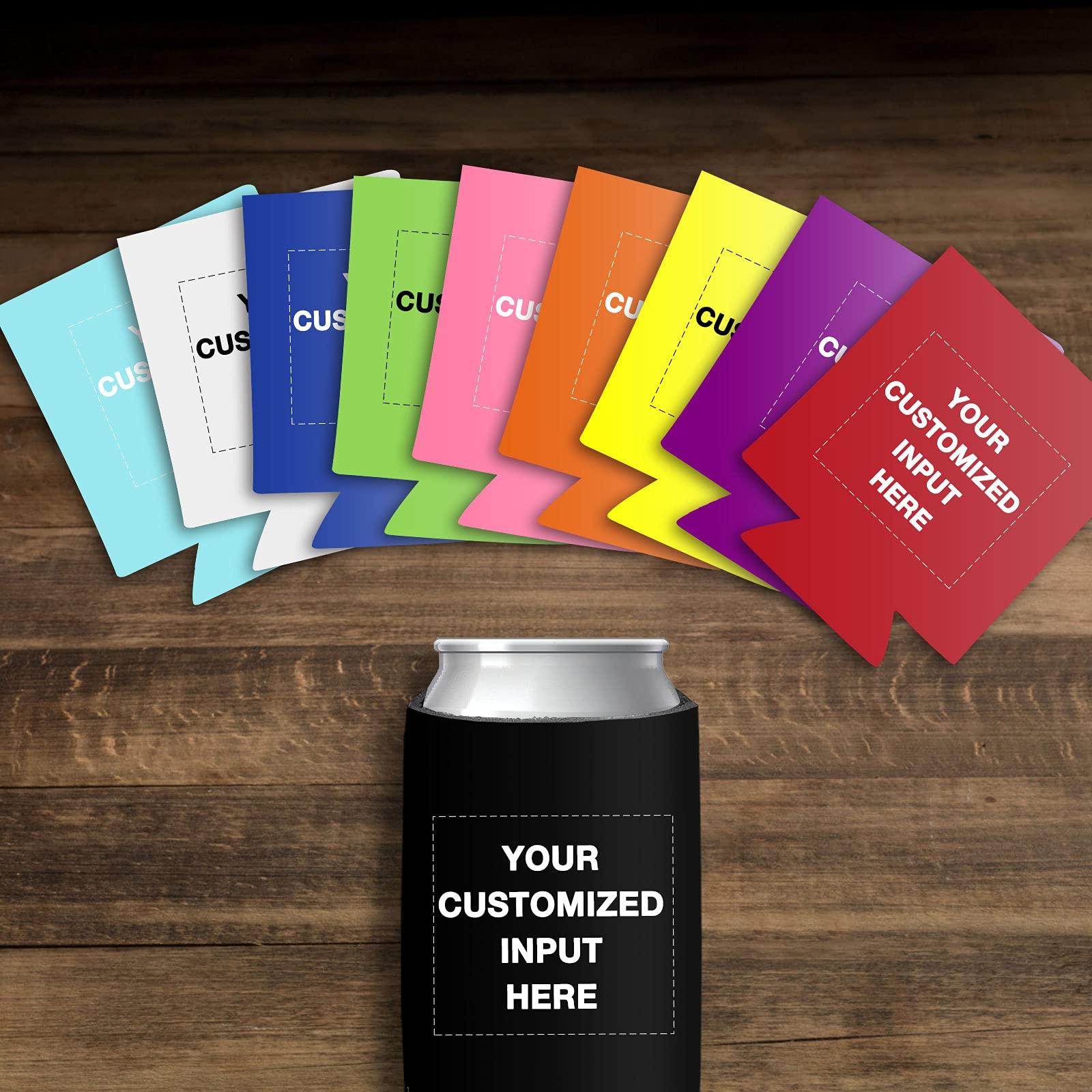 Betenshtresk Personalized Can Sleeve Beer Coolers 50pcs Bulk, Custom Can Cooler With Photo Logo for Weddings Fishing Picnics