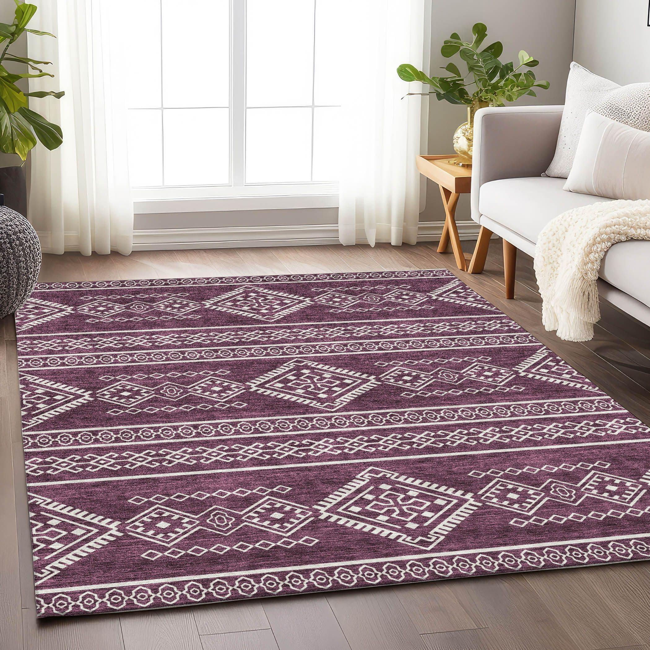 Addison Rugs Addison Rugs Chantille ACN901 Eggplant 10' x 14' Indoor/Outdoor, Machine Washable, Easy Clean, Non Shedding, Bedroom, Living Room, Dining Room, Kitchen, Patio Rug
