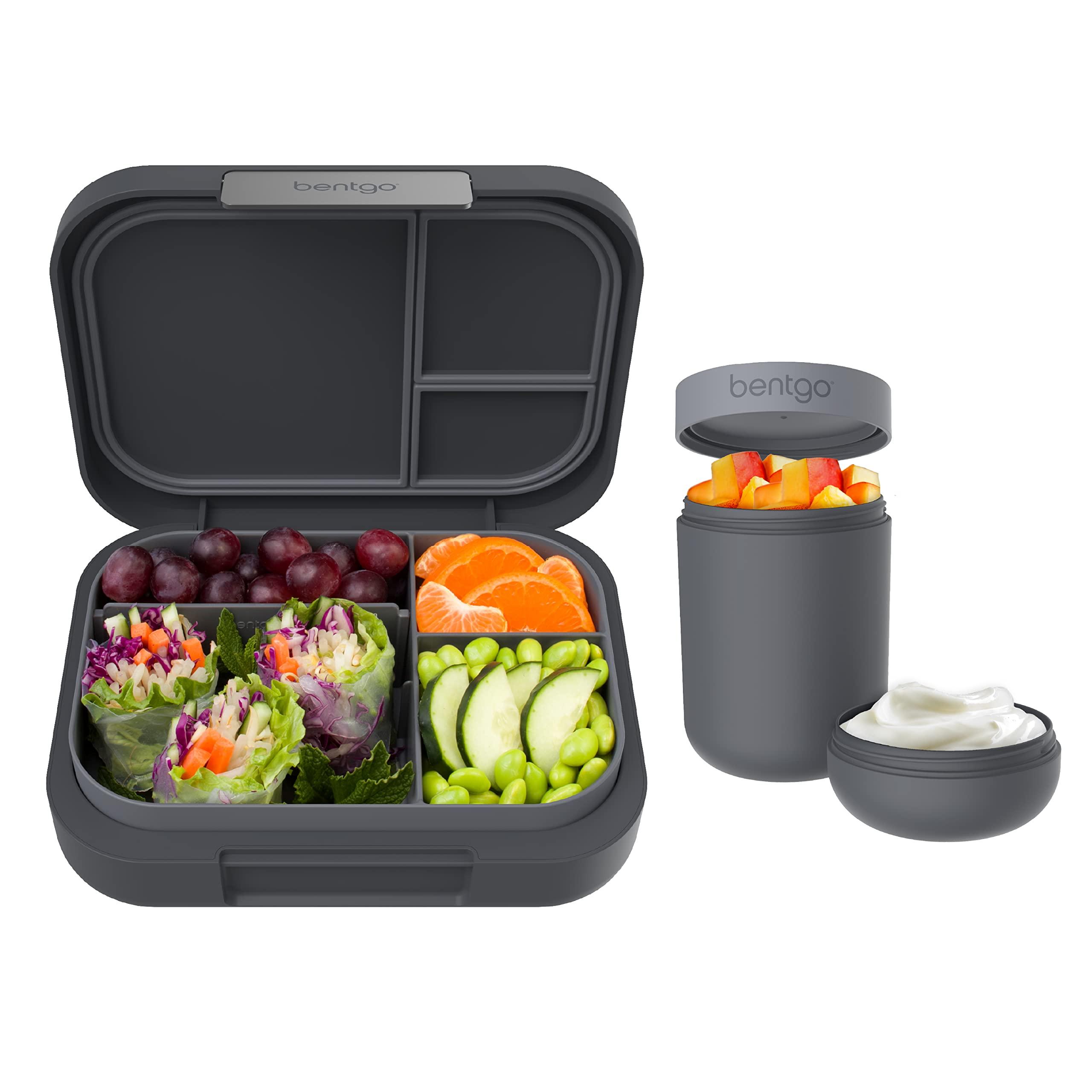 Bentgo Bentgo Modern Bento-Style Lunch Box Set With Reusable Snack Cup (Dark Gray)