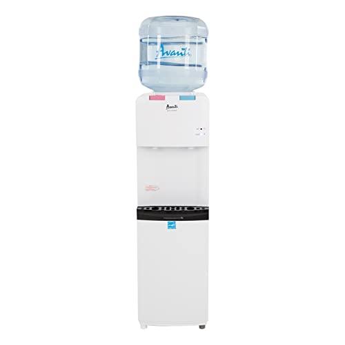 Avanti Avanti Water Cooler Dispenser Top Loading, Holds 3 & 5 Gallon Bottles with Stainless Steel Reservoir, Cold and Hot Temperature, Perfect for Homes, Kitchens, Offices, Dorms, 5-Gallon, White