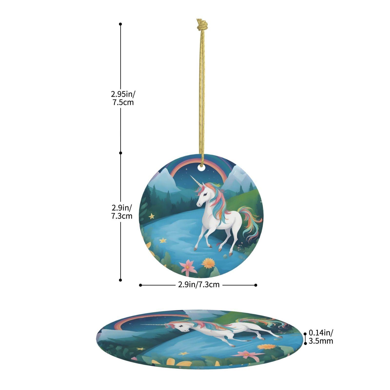 Mouxiugei Running Unicorns Personalized Christmas Ornament - Customizable Ceramic Tree Pendant for Customize Christmas Ornaments