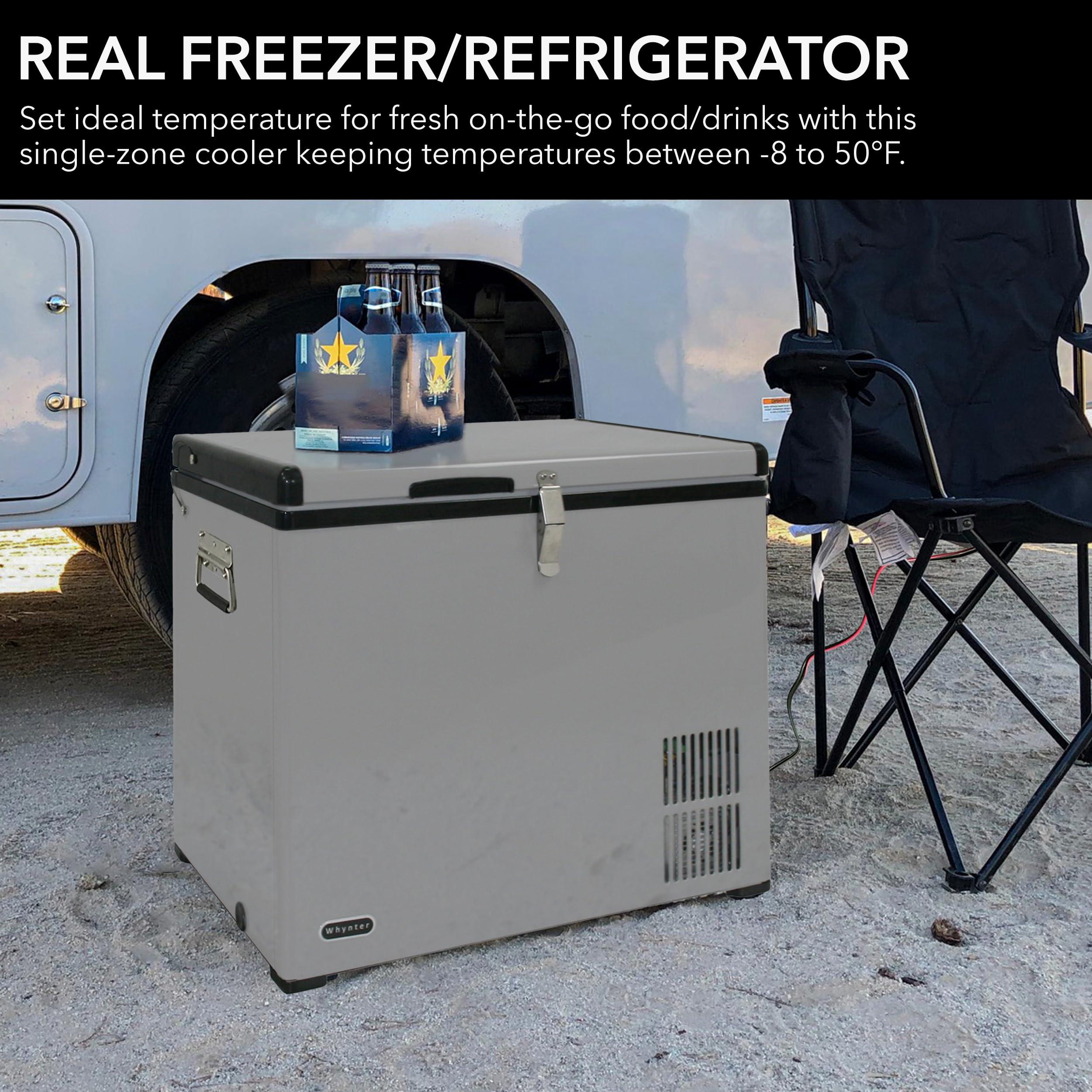 Whynter Whynter 85 Qt. Portable Refrigerator / Portable Freezer for Travel - Chest Freezer / Fridge for Car, Camping, RVs & More, -8F to 50F Temperature Range, AC 110V/ DC 12V, FM-85G, Gray