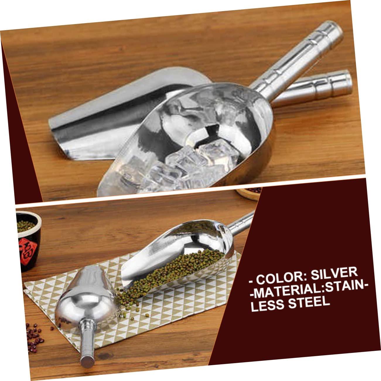 FUNOMOCYA FUNOMOCYA Ice Cube Scoop Refrigerator Ice Cookie Scoop Ice Scooper Ice Maker Trays Ice Cream Maker Ice Cream Flakes Ice Scoop for Ice Machine Ice Cube Tray Scraper Bin Stainless Steel Silver