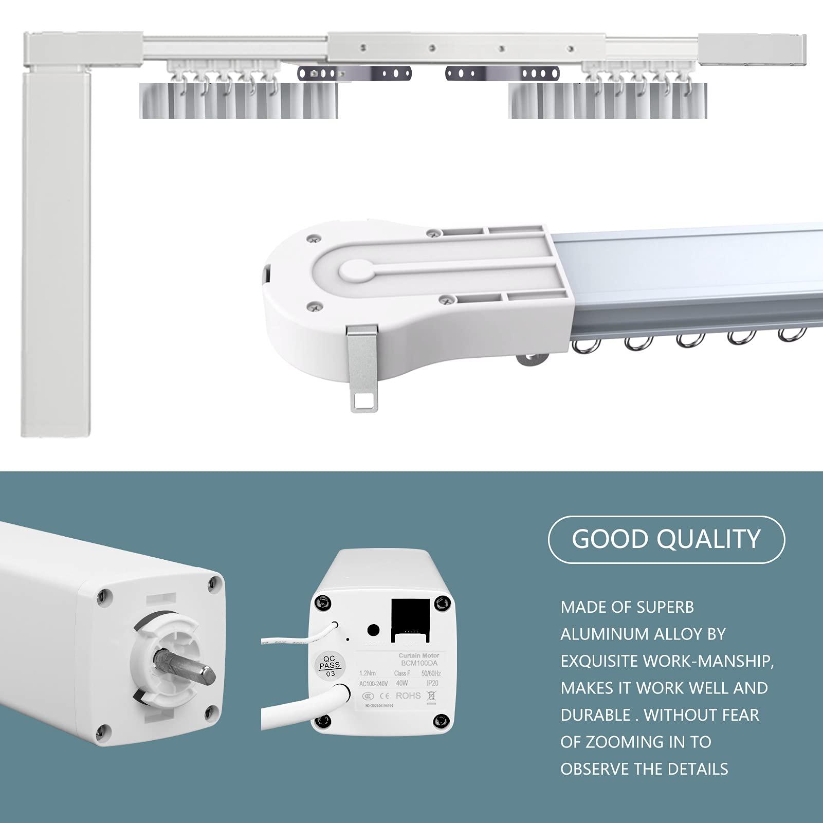 LAKAGA Electric Celling Curtain Tracks 87"-244" Smart Curtains Motorized Opener Curtains Rods with Remote Control (236'')