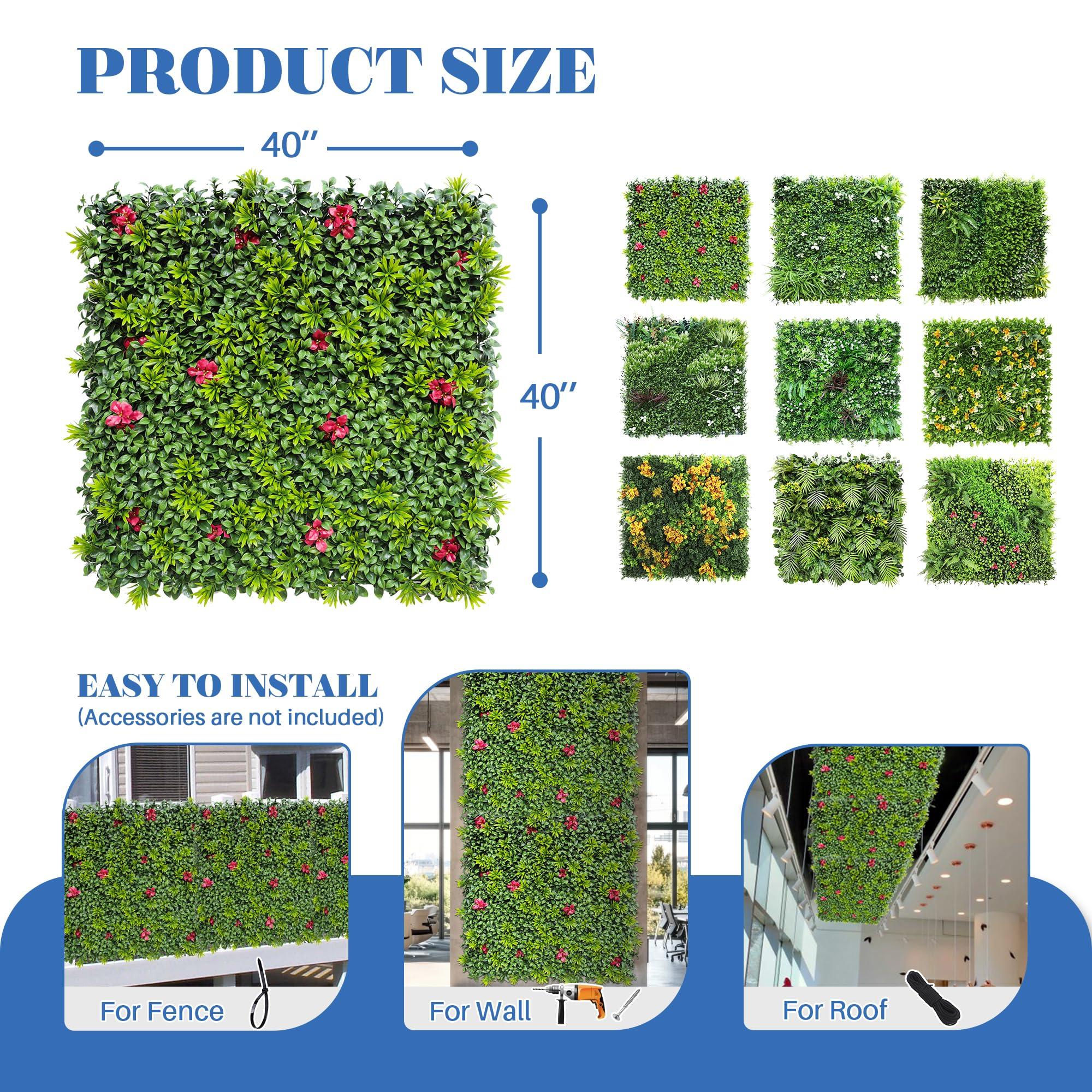 ECOOPTS ECOOPTS 40\"x40\" Faux Ivy Privacy Fence Screen Artificial Boxwood Panels Topiary Hedge Plants for Indoor Outdoor Decoration, 1 Mixed Leave, 23 Packs
