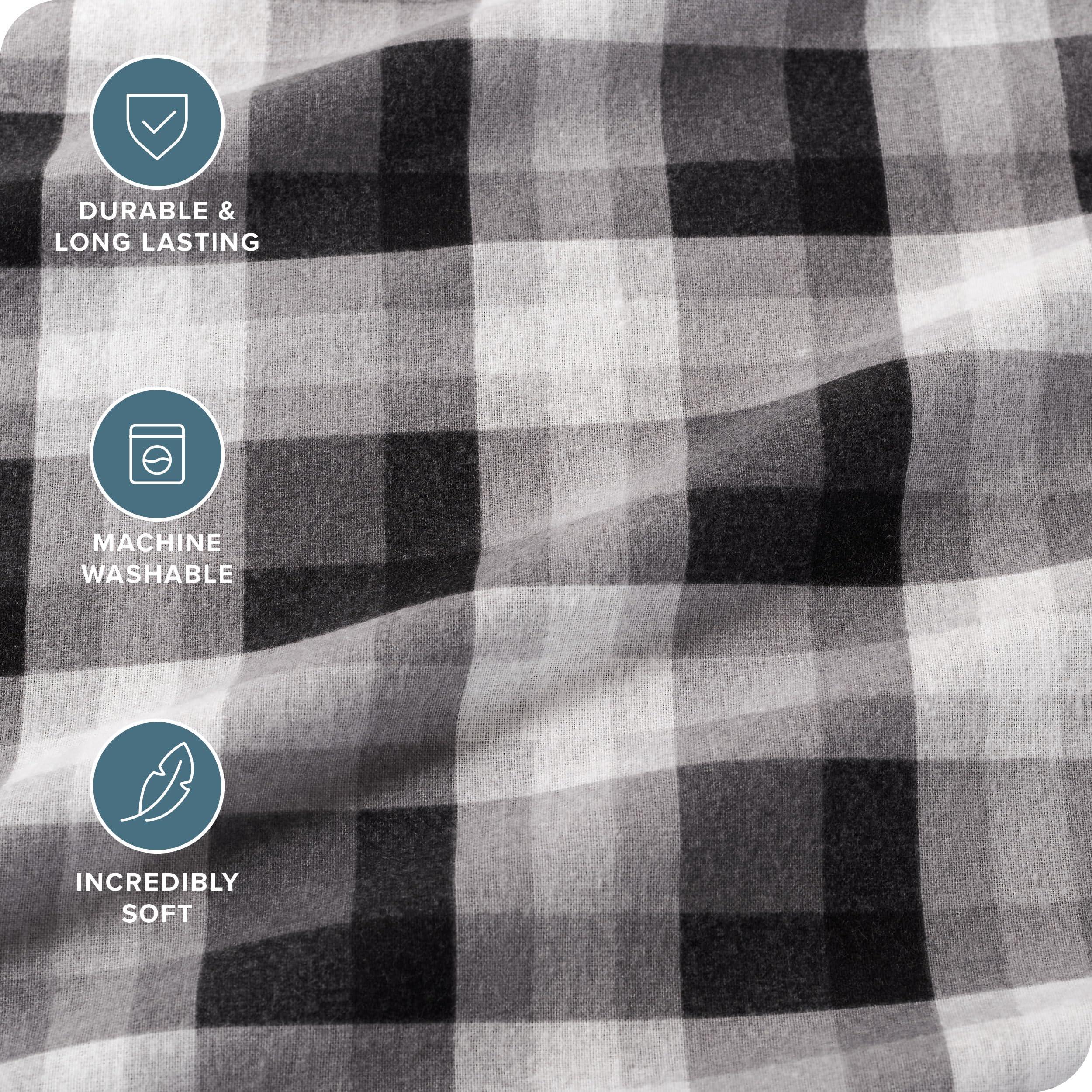 Bare Home Bare Home Flannel Sheet Set Prints, 100% Cotton, Velvety Soft Heavyweight - Double Brushed for Softness & Comfort - Deep Pocket - Bed Sheets (Twin, Oliver Plaid - Grey)