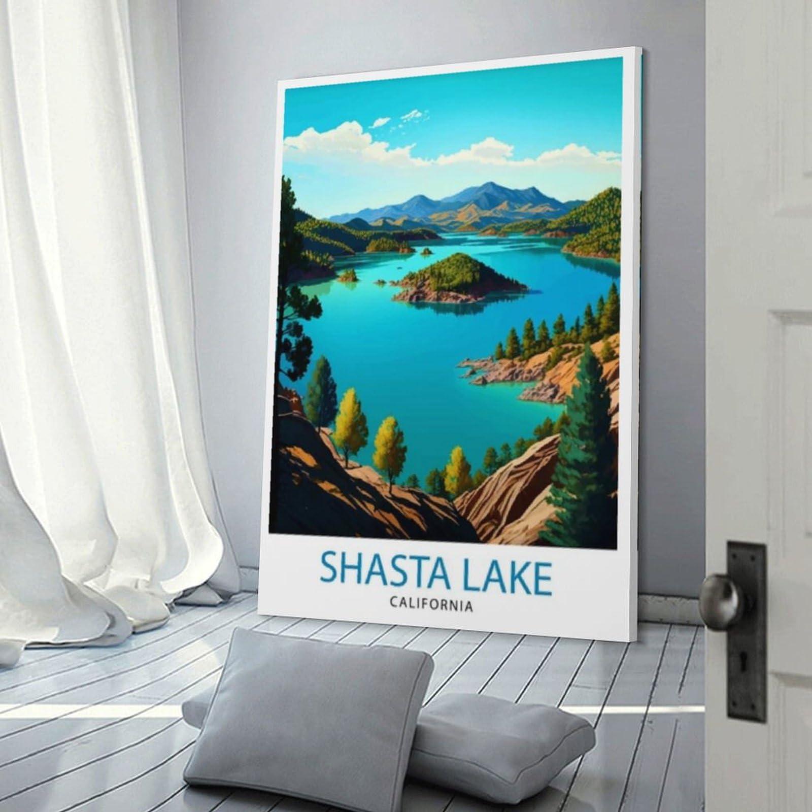 Generic Shasta Lake California (2) Travel Poster Canvas Wall Art Print Modern Home Room Decor Poster Picture 16x24inch(40x60cm)