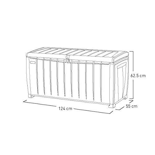 Keter Keter Novel Outdoor Plastic Storage Box Garden Furniture, Beige and Brown, 124 x 55 x 62.5 cm