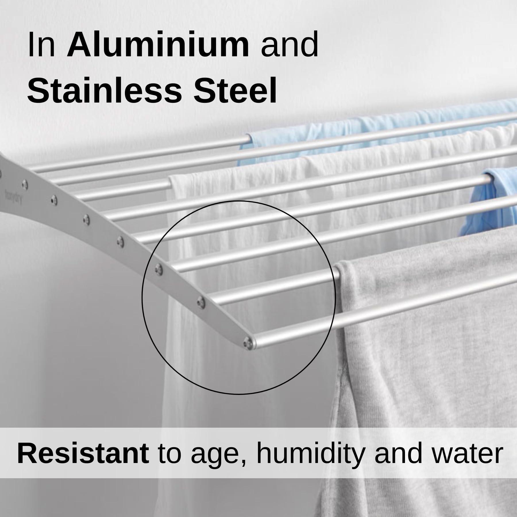 foxydry foxydry Fold, Wall-Mounted Clothes Drying Rack, Vertical Folding Indoor Outdoor Clothes line in Aluminium Steel (120 cm)