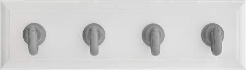 HIGH & MIGHTY HIGH & MIGHTY 515812 Key Rail Organizer Hook Rail, Easy Tool-Free Dry Wall Installation, Holds up to 10lbs, Medium, White & Silver