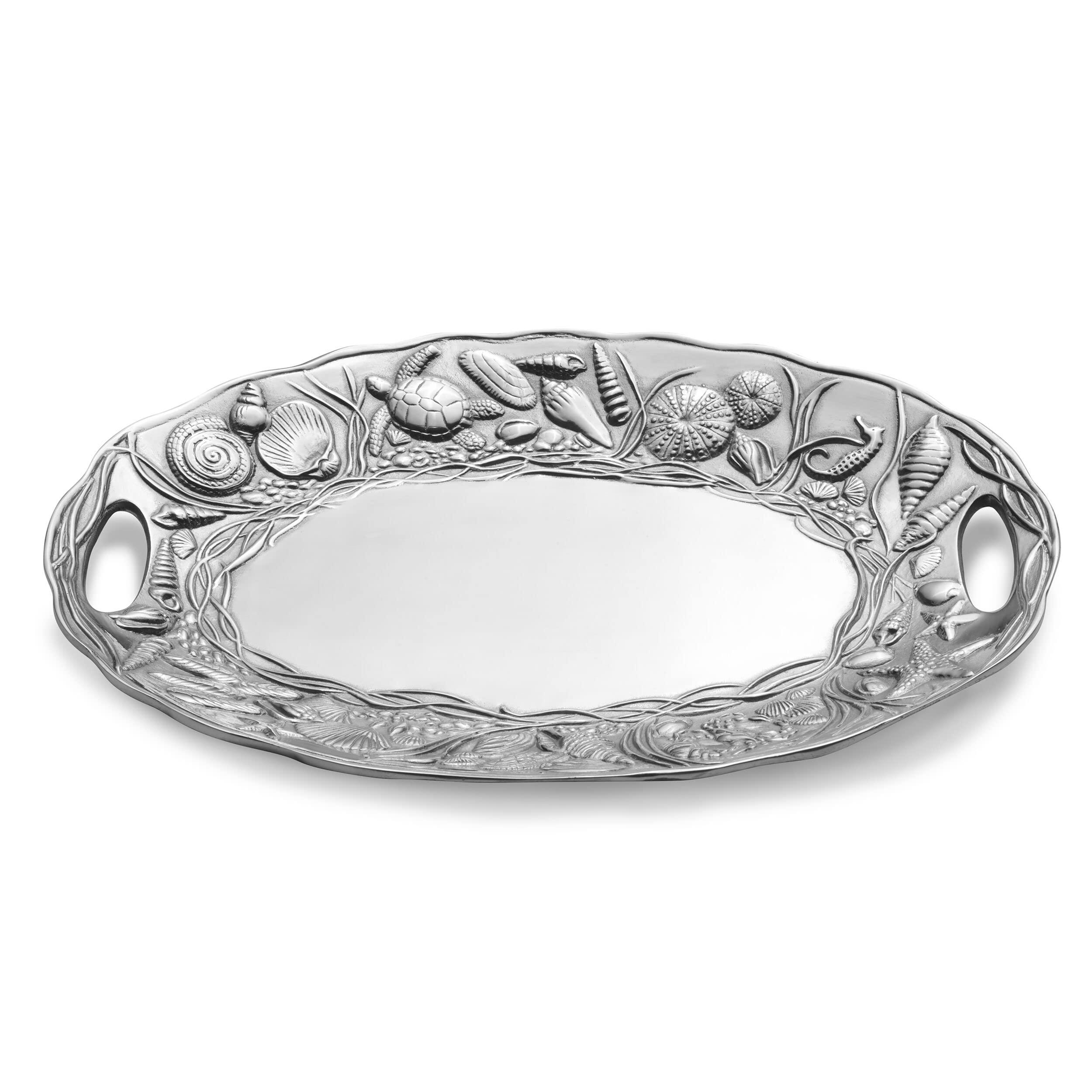 Wilton Armetale Wilton Armetale Coastal Handle Serving Tray, 16-Inch-by-11.75-Inch, Silver