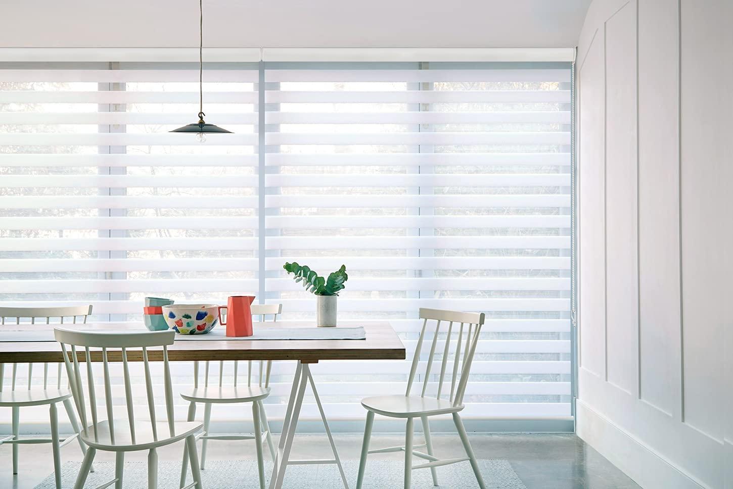 getopblinds Light Filtering Custom Size Zebra Blinds for Window Sheer Shades with UV Protected Light Control Fabric for Home,Kitchen and Office.Easy to Install Mini Blinds.[White, Size 72 3/4" W x 64" H]