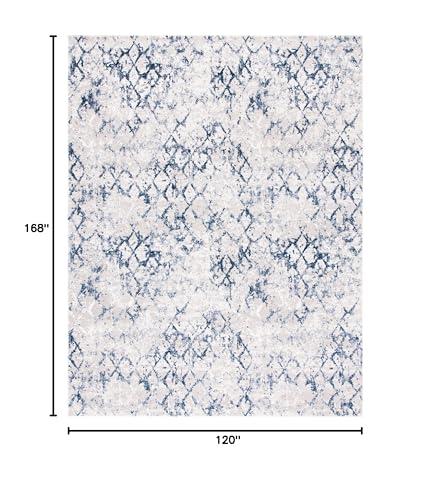 Safavieh SAFAVIEH Amelia Collection Area Rug - 10' x 14', Grey & Navy, Modern Trellis Distressed Design, Non-Shedding & Easy Care, Ideal for High Traffic Areas in Living Room, Bedroom (ALA783H)