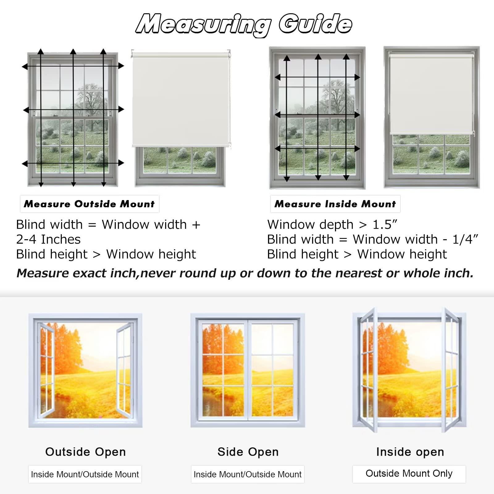 fhsblinds FHSBLINDS Blackout Window Blinds & Shades for Home Custom Roller Shades for Windows-Room Darkening Waterproof Blinds for Windows Kitchen Bedroom (Khaki 100% Blackout, 43" W x 96" H)