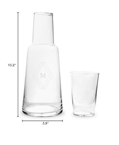 WEDDINGSTAR Weddingstar Custom Engraved Bedside Water Carafe And Glass Set - Diamond Emblem Monogram