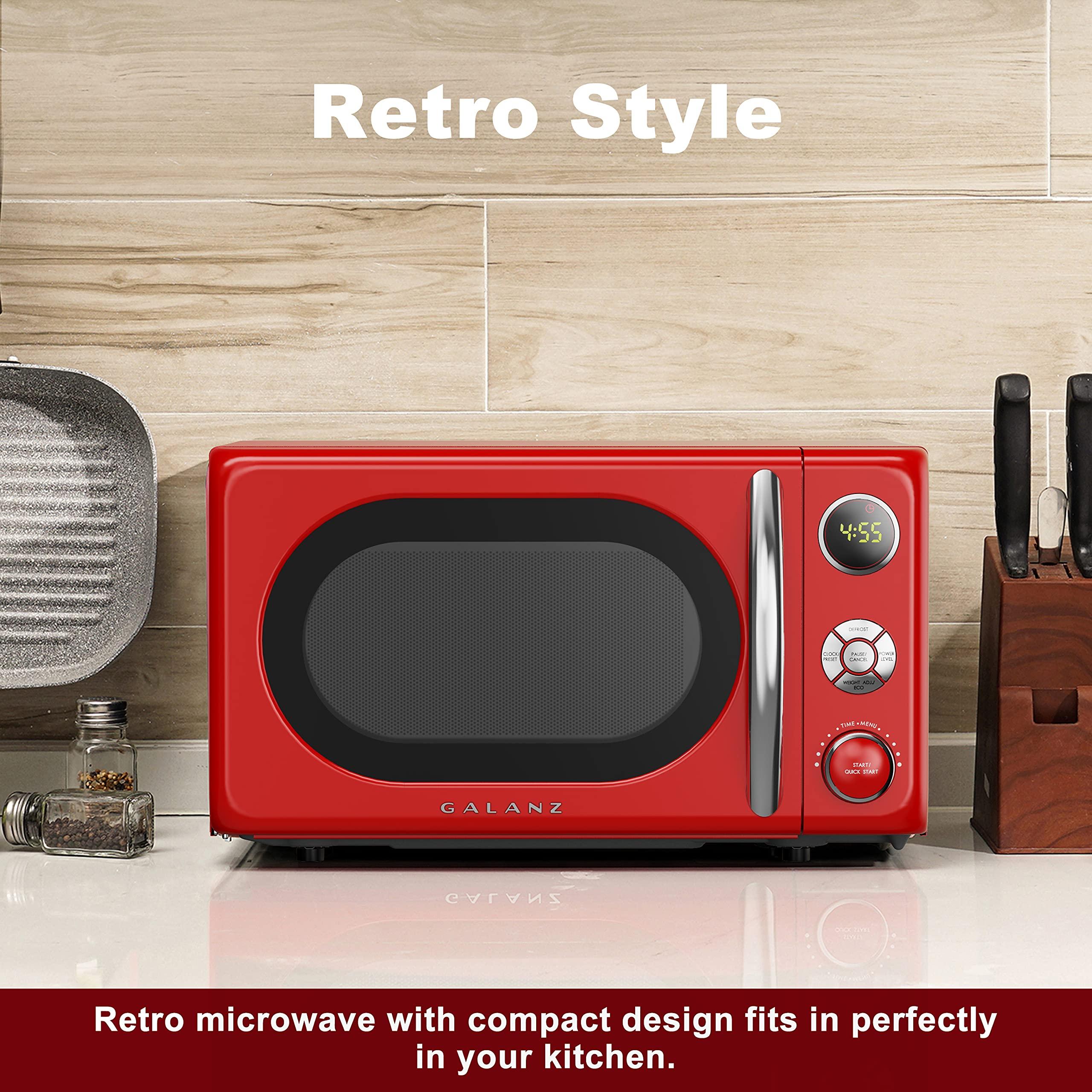 Galanz Galanz GLCMKA07RDR-07 Microwave Oven, LED Lighting, Pull Handle Design, Child Lock,Retro Red, 0.7 Cu.Ft