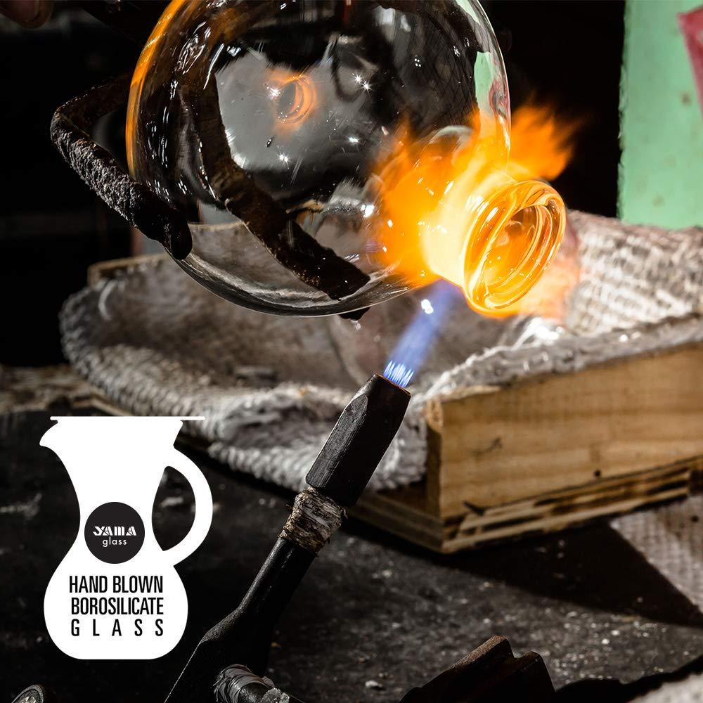 Yama Glass Yama Cold Brew Maker I Ice Coffee Machine With Slow Drip Technology I Makes 6-8 cups (32oz), Large Capacity Cold Brew Coffee Tower, Black Wood Straight Frame