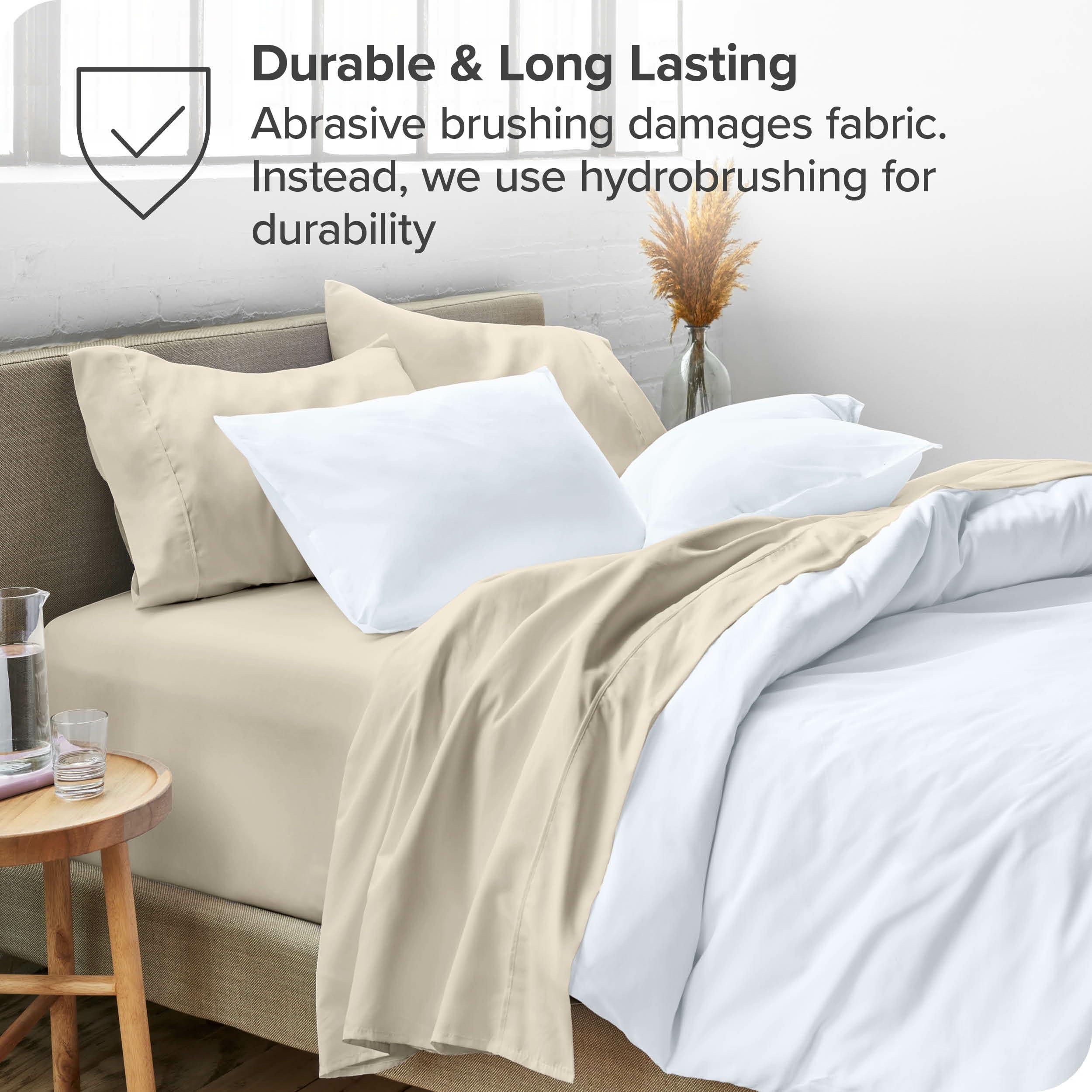 Bare Home Bare Home Split California King Sheet Set - 1800 Ultra-Soft Microfiber Split California King Bed Sheets - Double Brushed - Deep Pockets - Easy Fit - 5 Piece Set - Bed Sheets (Split Cal King, Sand)