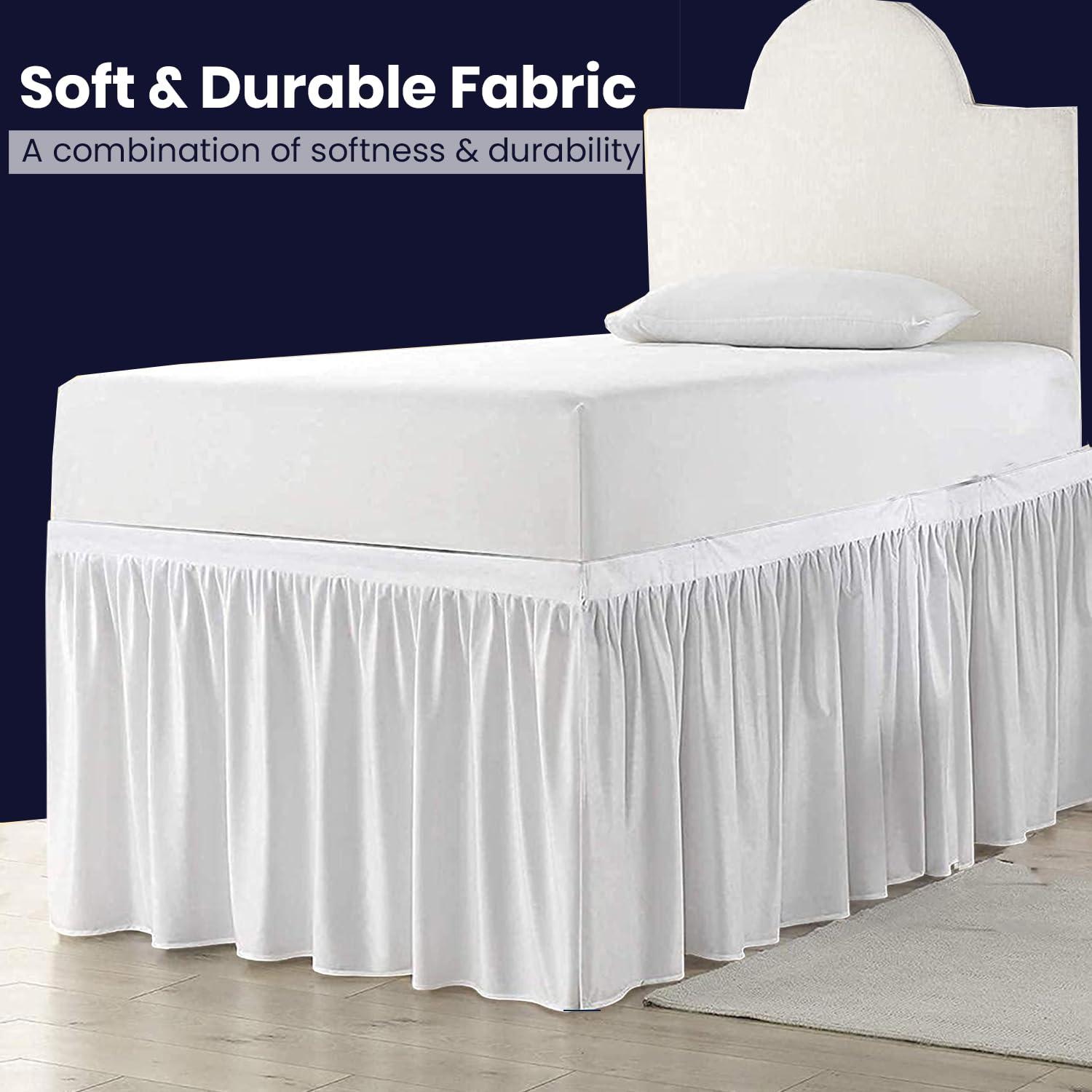 SGI bedding SGI bedding Dorm Bed Skirt Full XL 40 Inch Drop Length - White, Ruffled Pattern College Dorm Room Bed Skirts - Split Corner, Easy Care, Wrinkle Free 1800 Series Microfiber Bed Skirt