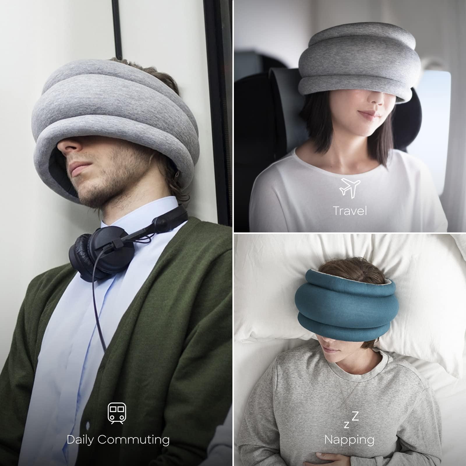 OSTRICH PILLOW Ostrichpillow Light Commuting, Travel Pillow & Power Nap Pillow - Premium Comfort & Lightweight, Adjustable to Your Head, Small & Versatile (Deep Blue)