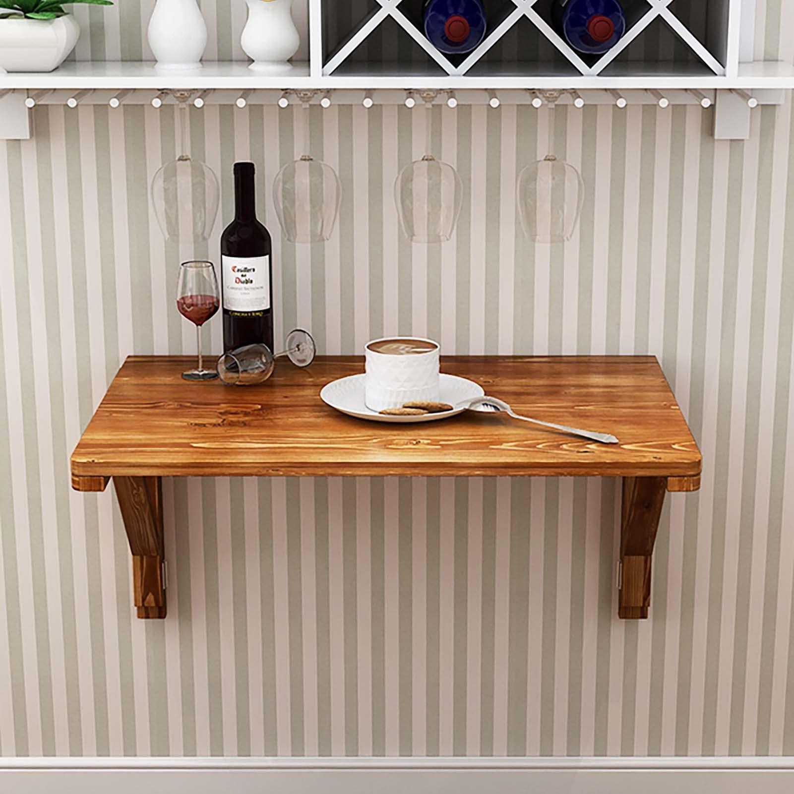 Table 87 Wall Mounted Folding Table Rectangle Retro Wall-Mounted Fold Down Table, Extra Width Desk, Trestle Desk, Kitchen Counter, Laundry Shelf, Bar Tables, Max Load 67lbs