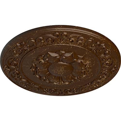 Ekena Millwork Ekena Millwork CM27SYRBC Sydney Ceiling Medallion, 27 3/4\"OD x 2\"P (Fits Canopies up to 5 3/4\"), Hand-Painted Root Beer Crackle