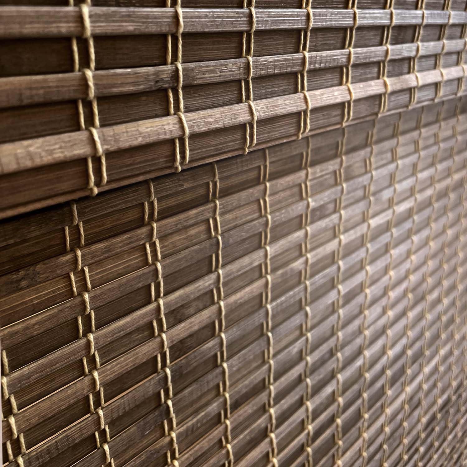 Mood MOOD Custom Bamboo Shades | Rustic | Cordless Bamboo Roman Shades for Windows and Doors (Natural Woven) | Rustic Oak (Great Privacy) | 63.5" W X 48" H