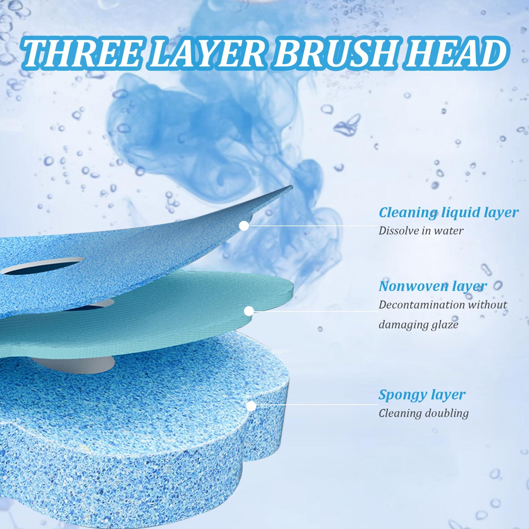 Pesoncarl Disposable Toilet Cleaning System Refills, 36PCS Toilet Brush Heads, Flat-Shape Portable Toilet Brush Replacement for Loo Bathroom, Blue, Toilet Cleaning Brush
