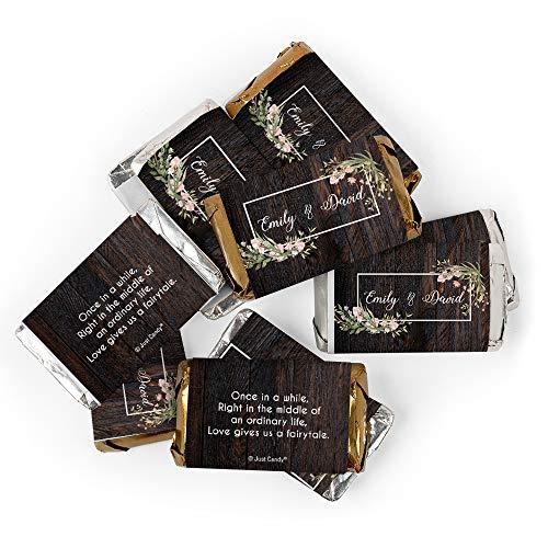 Just Candy Wedding Favors for Guests, Chocolate Personalized Miniatures Candy, Bridal Shower Favors for Guests, Hotel Welcome Kit, Rustic Wedding Candy (75 Pack)