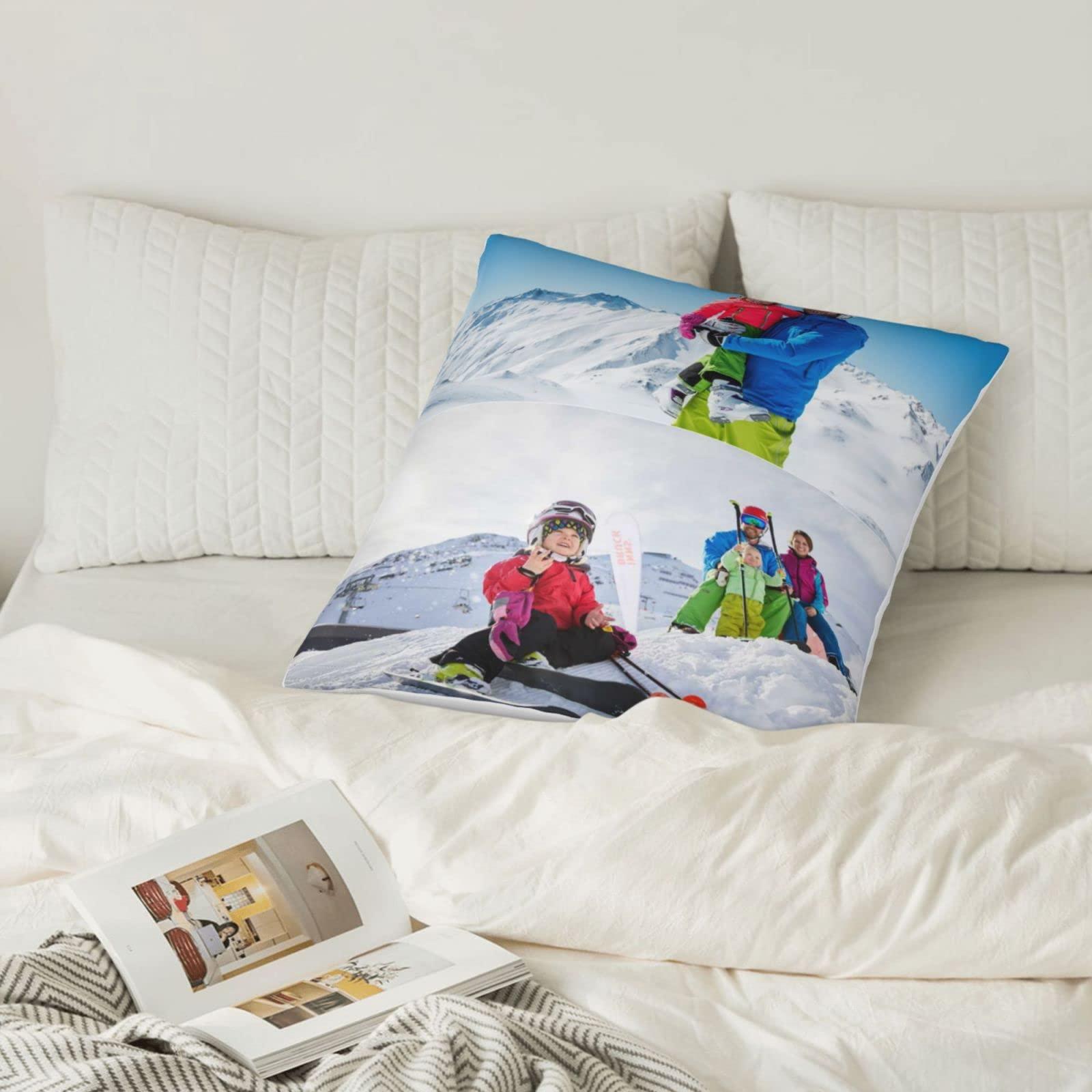 mamz mamz Personalized Pillow Case Design with Photo Text Customize Throw Pillowcase Cushion Covers Custom Pet Marry Sweethearts Love Photo Pillow Two-Sides Printed-20x20IN-Khaki