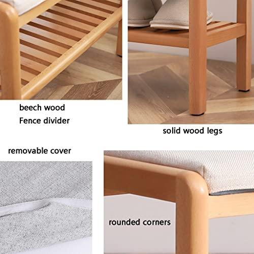 ShiLiLiShop Shoe Bench Wood Entryway Bench with Upholstered Seat Shoe Rack Bench 2-Tier Shoe Organizer for Entryway Hallway Bathroom Living Room (Color : Brown, Size : 80 * 30 * 42cm)