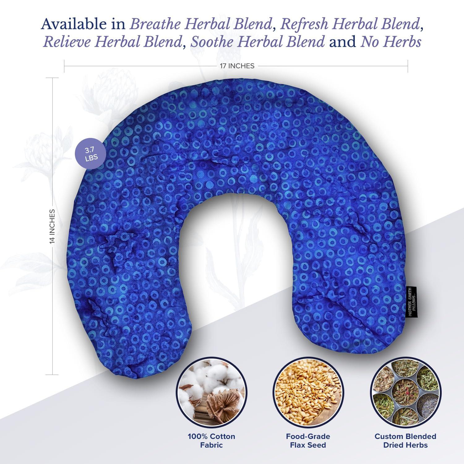 Mother Earth Pillows Mother Earth Pillows Large Triggerpoint Flax Pillow for Neck and Shoulder Relief (Blue Print - Breathe Herbal Blend)